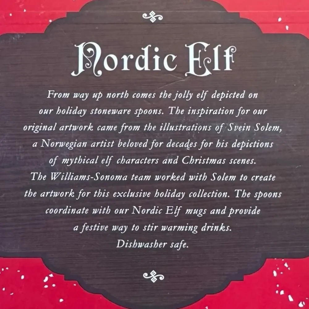 Williams Sonoma Nordic Elf Ceramic Spoon Set NIB